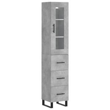 Elegant Highboard Concrete Grey - Durable Engineered Wood