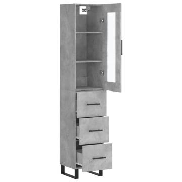 Elegant Highboard Concrete Grey - Durable Engineered Wood