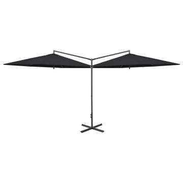 Double Parasol with Steel Pole Black 600 cm | Hipomarket