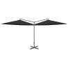 Double Parasol with Steel Pole Black 600 cm | Hipomarket