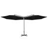 Double Parasol with Steel Pole Black 600 cm | Hipomarket