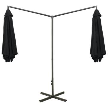 Double Parasol with Steel Pole Black 600 cm | Hipomarket