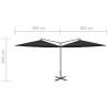 Double Parasol with Steel Pole Black 600 cm | Hipomarket