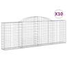 Arched Gabion Baskets - 10 pcs Galvanised Iron | HipoMarket