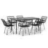 7 Piece Black Poly Rattan Garden Dining Set - Stylish Outdoor Furnitur