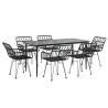 7 Piece Black Poly Rattan Garden Dining Set - Stylish Outdoor Furnitur