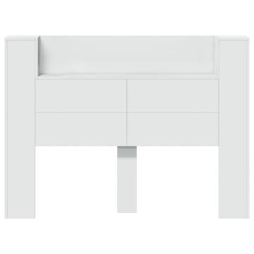 Stylish White LED Headboard Cabinet - 140x16.5x103.5 cm