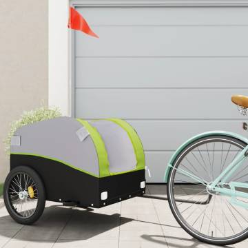 Bike Trailer Black and Green - 45 kg Iron Cargo Storage