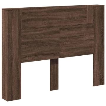 LED Brown Oak Headboard Cabinet - Modern Design & Storage