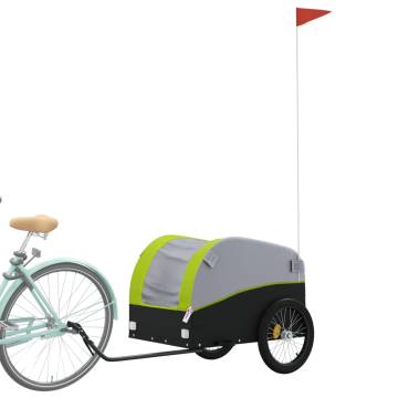 Bike Trailer Black and Green - 45 kg Iron Cargo Storage