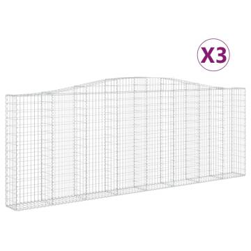 Arched Gabion Baskets - 3 pcs Galvanised Iron 400x30x140/160 cm