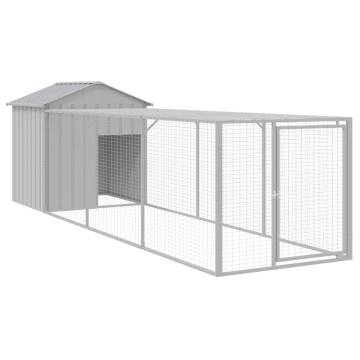 Light Grey Chicken Cage with Run - 117x405 cm | Hipo Market