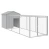 Light Grey Chicken Cage with Run - 117x405 cm | Hipo Market