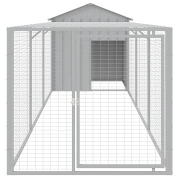 Light Grey Chicken Cage with Run - 117x405 cm | Hipo Market