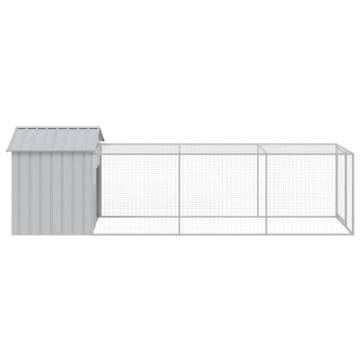 Light Grey Chicken Cage with Run - 117x405 cm | Hipo Market