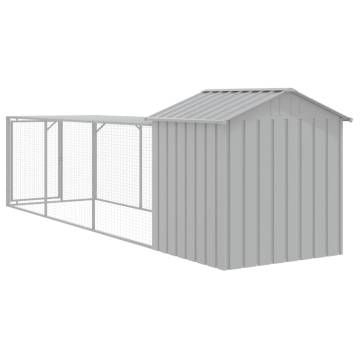 Light Grey Chicken Cage with Run - 117x405 cm | Hipo Market