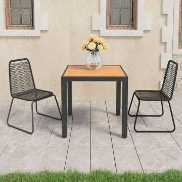 3 Piece Garden Dining Set - Durable Rattan Black & Brown