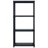 4-Tier Black Storage Shelf - Versatile & Sturdy Plastic Rack