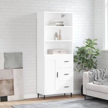 Stylish Highboard White 69.5x34x180 cm | Durable Engineered Wood