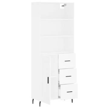 Stylish Highboard White 69.5x34x180 cm | Durable Engineered Wood