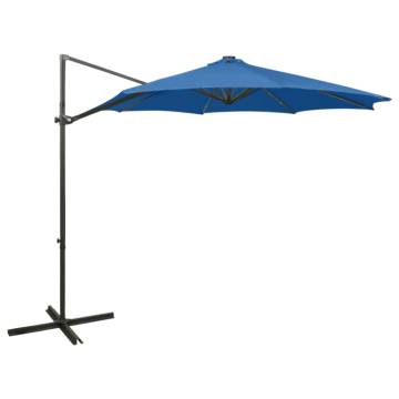 Cantilever Umbrella with LED Lights - Azure Blue 300 cm