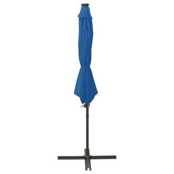 Cantilever Umbrella with LED Lights - Azure Blue 300 cm