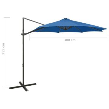 Cantilever Umbrella with LED Lights - Azure Blue 300 cm