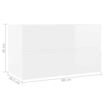 High Gloss White Sink Cabinet - 80x38.5x45 cm - Hipomarket