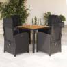 5 Piece Garden Dining Set with Cushions Black Poly Rattan Colour black Size 90 cm table length Number of 4 