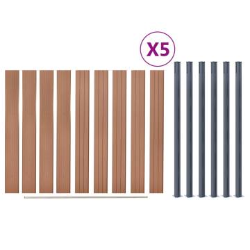 Fence Panel Set Brown 872x186 cm WPC | Durable Garden Fence