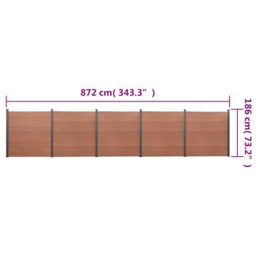 Fence Panel Set Brown 872x186 cm WPC | Durable Garden Fence