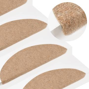 Beige Self-Adhesive Stair Mats | 15 Pcs | Hipomarket