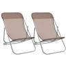 Folding Beach Chairs 2 Pcs - Brown Textilene & Steel