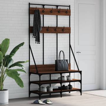 Clothes Rack with Shoe Storage - Brown Oak | Hipomarket