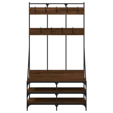 Clothes Rack with Shoe Storage - Brown Oak | Hipomarket