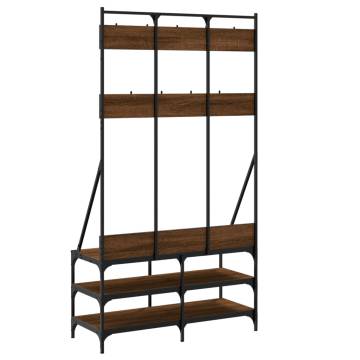 Clothes Rack with Shoe Storage - Brown Oak | Hipomarket