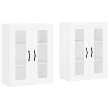 Stylish Wall Mounted Cabinets - 2 pcs White Engineered Wood