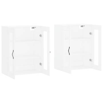 Stylish Wall Mounted Cabinets - 2 pcs White Engineered Wood