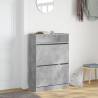 Shoe Cabinet with 2 Flip-Drawers in Concrete Grey - 80x34x116 cm