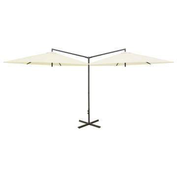 Double Parasol with Steel Pole Sand 600 cm - Stylish Shade