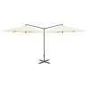 Double Parasol with Steel Pole Sand 600 cm - Stylish Shade