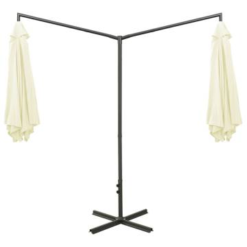 Double Parasol with Steel Pole Sand 600 cm - Stylish Shade