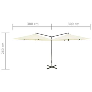 Double Parasol with Steel Pole Sand 600 cm - Stylish Shade