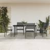 5 Piece Garden Dining Set Black Steel and Textilene Size 160 cm table length Number of 4 