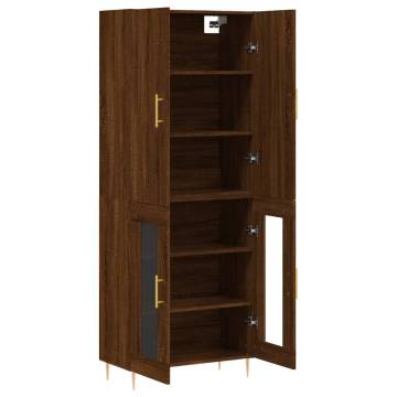 Stylish Highboard Brown Oak 69.5x34x180 cm | Hipomarket UK