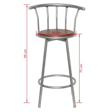 Trendy Bar Stools Set - 2 pcs Brown Steel | HipoMarket