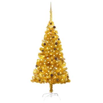 Gold Pre-lit Christmas Tree with Ball Set - 210 cm | HipoMarket