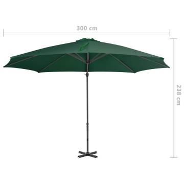 Cantilever Umbrella with Aluminium Pole - Green 300 cm