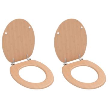 WC Toilet Seats 2 pcs with Lids - Bamboo Design | HipoMarket