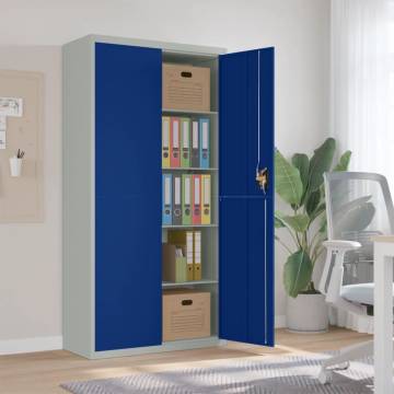 Light Grey & Blue File Cabinet - Durable Steel Office Storage